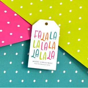 Merry bright fun personalised Christmas holiday Gift Tags