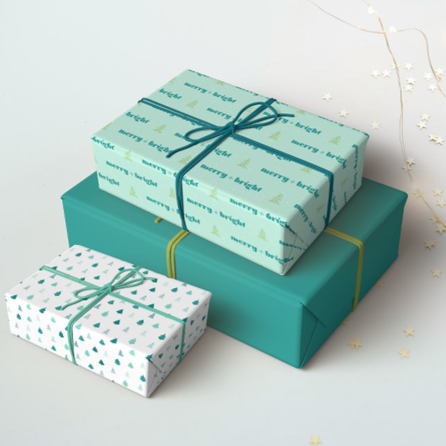 Merry + Bright Gift Wrap (Paired with a designs from the Modern Holiday Gift Wrap Set)