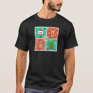 Merry Bright Gingerbread Christmas Tree Cute Santa T-Shirt