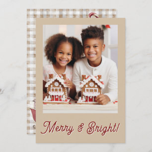 Merry & Bright Gingham Photo Holiday Christmas