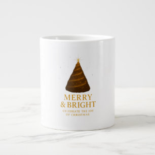 Merry & Bright Gold Glitter Christmas Jumbo Mug