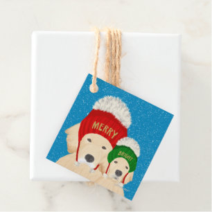 Merry Bright Golden Dogs Christmas Gift Tags