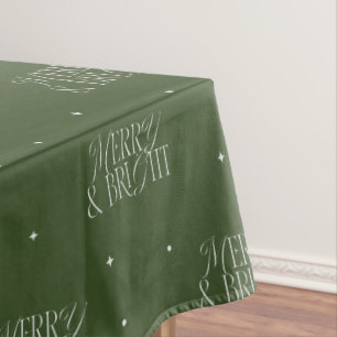 Merry & Bright Green Holiday Tablecloth