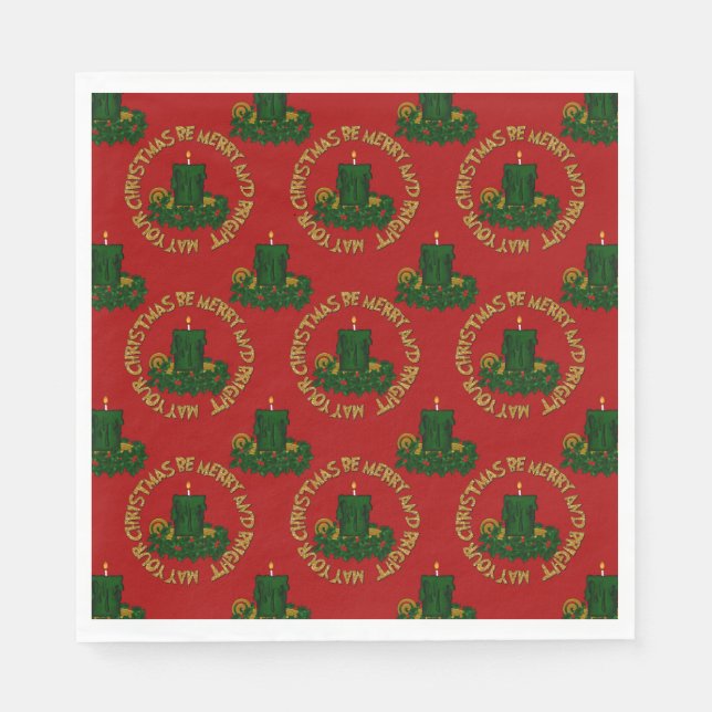 Merry-Bright-Green Xmas Candle- Napkin (Front)