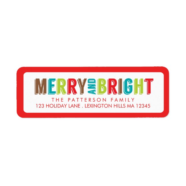 Merry & Bright Greetings Holiday Address Label (Front)