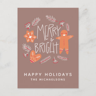 Merry & Bright   Happy Holidays Postcard