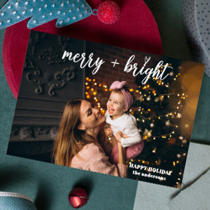 Merry Bright hearth Modern Trendy Christmas Photo Holiday Card