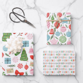 Merry & Bright Holiday Cheer Wrapping Paper Sheets