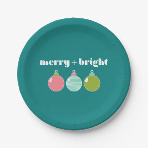 Merry + Bright Holiday Paper Plate