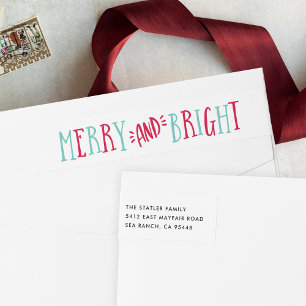 Merry & Bright Holiday Return Address Wrap Around Label