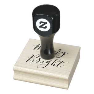 Merry & Bright Holiday Rubber Stamp