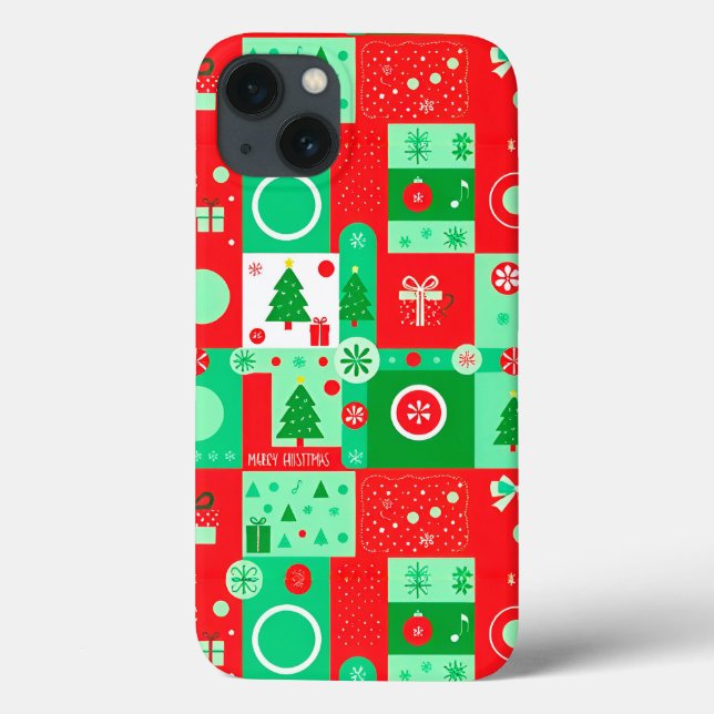 Merry & Bright Holiday Sparkle Pattern ❄️🎁 Joy Case-Mate iPhone Case (Back)
