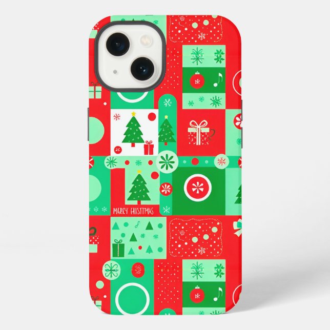 Merry & Bright Holiday Sparkle Pattern ❄️🎁 Joy iPhone Case (Back)