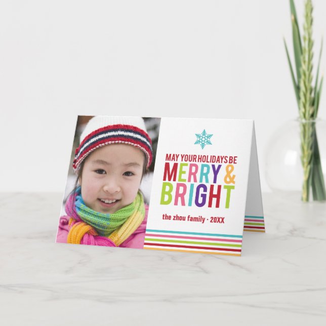 Merry & Bright Holiday Stripes Folded Christmas (Front)
