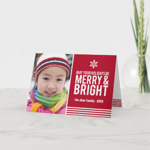 Merry & Bright Holiday Stripes Folded Christmas Ca Card