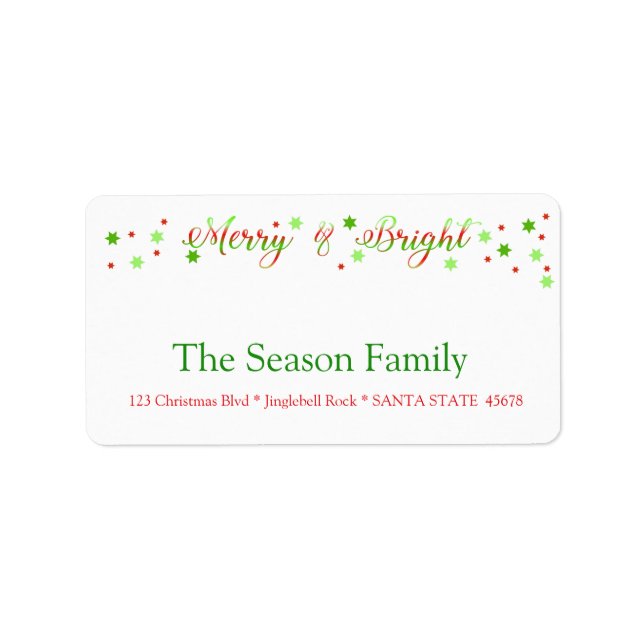 Merry & Bright holly holiday label (Front)