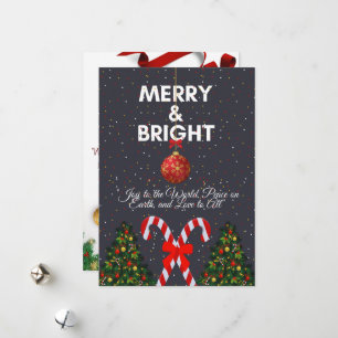 "Merry & Bright Joyful Christmas Card" Holiday Card