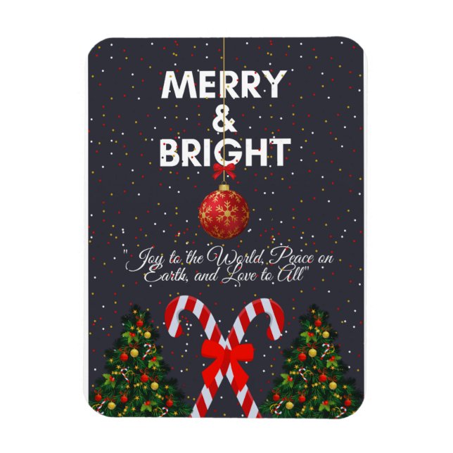 "Merry & Bright Joyful Christmas Card" Magnet (Vertical)