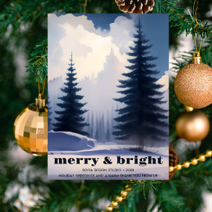 Merry & Bright l Forest Blue Tree Business  Holiday Card