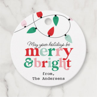 Merry Bright Lights Sticker Favour Tags