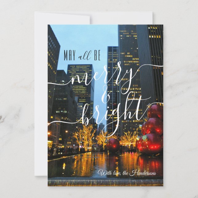 Merry & Bright Midtown NYC Photography Christmas Holiday Card (Front)