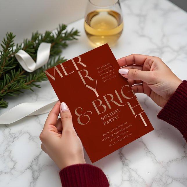 Merry & Bright Minimal Holiday Christmas Party Invitation (Merry & Bright Minimal Holiday Christmas Party Invitation)