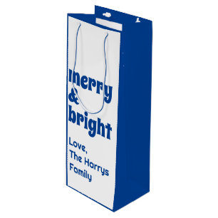 Merry & Bright  Minimalist Christmas Family Black Wine Gift Bag