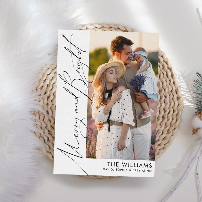 Merry & Bright Minimalist Christmas Photo Card (Creator Uploaded)