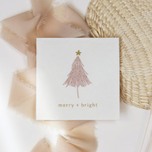 Merry + Bright Minimalist Christmas Tree Napkin