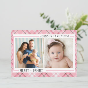 Merry & Bright Minimalist Family Christmas Photo Holiday Card