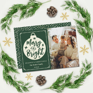 Merry & Bright Modern Christmas Bauble Photo Holiday Card