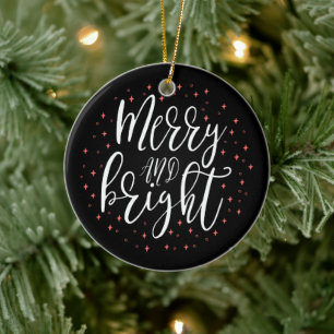 Merry & Bright    Modern Christmas Photo Ornament