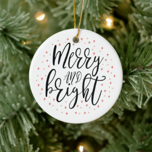 Merry & Bright    Modern Christmas Photo Ornament