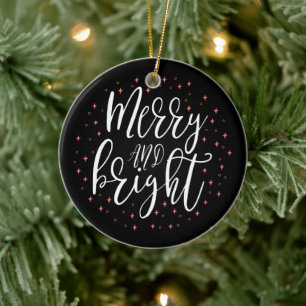 Merry & Bright    Modern Christmas Photo Ornament
