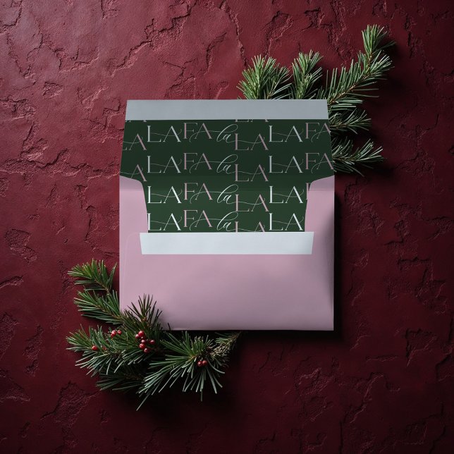 Merry & Bright Modern Green Pink Retro Wavy Pink Envelope (Merry & Bright Modern Green Pink Retro Wavy Envelope)