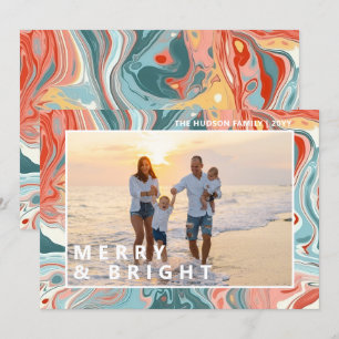 Merry & Bright Modern Liquid Marble Photo Holiday