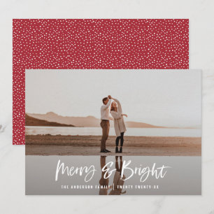 Merry & Bright modern, minimal photo christmas Holiday Card