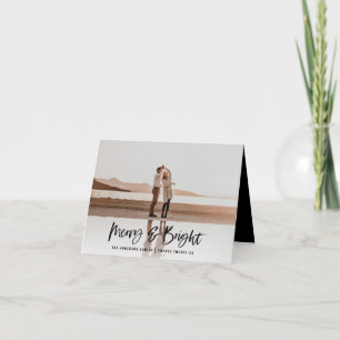 Merry & Bright modern, minimal photo christmas Holiday Card