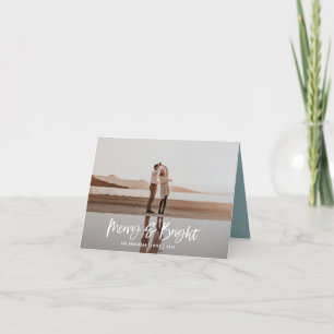 Merry & Bright modern, minimal photo christmas Holiday Card