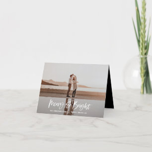 Merry & Bright modern, minimal photo christmas Holiday Card