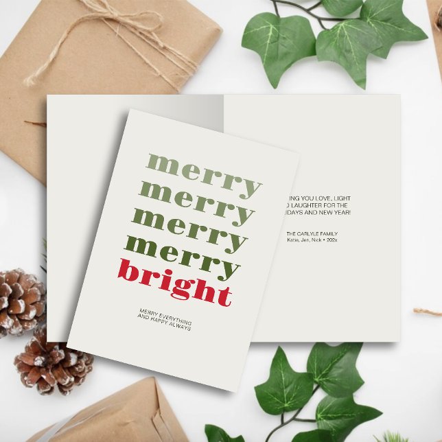 Merry & Bright Modern Minimal Red Christmas Holiday Card (Creator Uploaded)