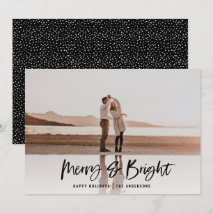 Merry & Bright modern photo christmas card