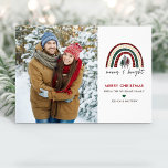 Merry & Bright Modern Photo Christmas Card<br><div class="desc">Modern Merry & Bright Christmas card features a colourful Christmas rainbow with the words Merry & Bright with your photo and personal greetings.</div>