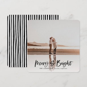 Merry & Bright modern photo christmas card