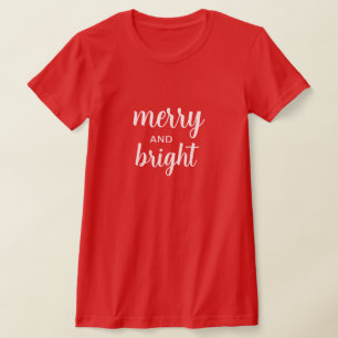 Merry & Bright Modern Script Christmas Red T-Shirt