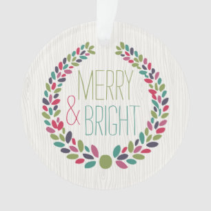 Merry & Bright Modern Woodland Holiday Ornament