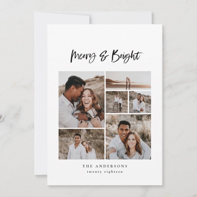 Merry & Bright multi photo holiday Christmas (Front)