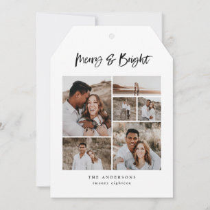 Merry & Bright multi photo holiday Christmas Card