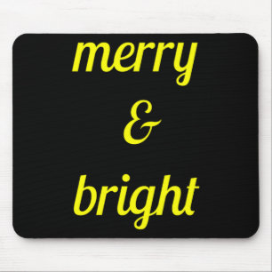 Merry Bright Navy Blue Yellow Gift Mouse Mat