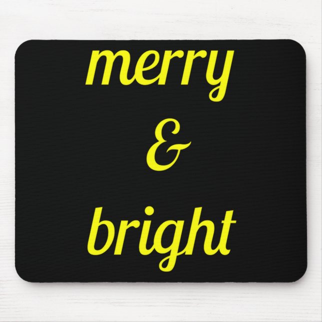 Merry Bright Navy Blue Yellow Gift  Mouse Mat (Front)